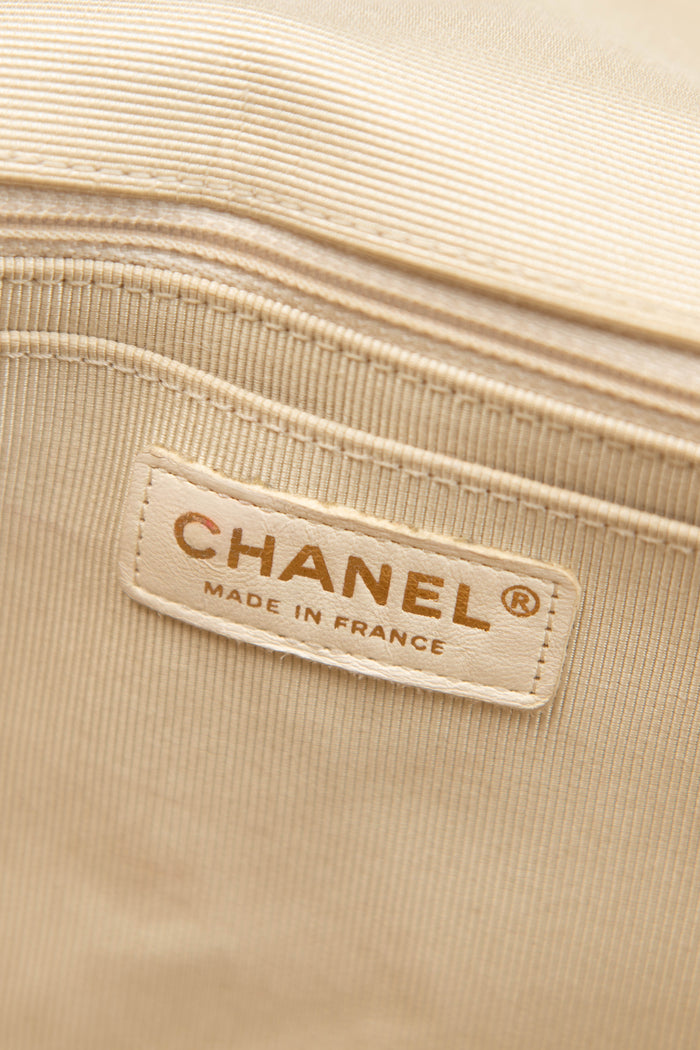 RARE 2010s Chanel Cream Patchwork Jumbo Single Flap Bag