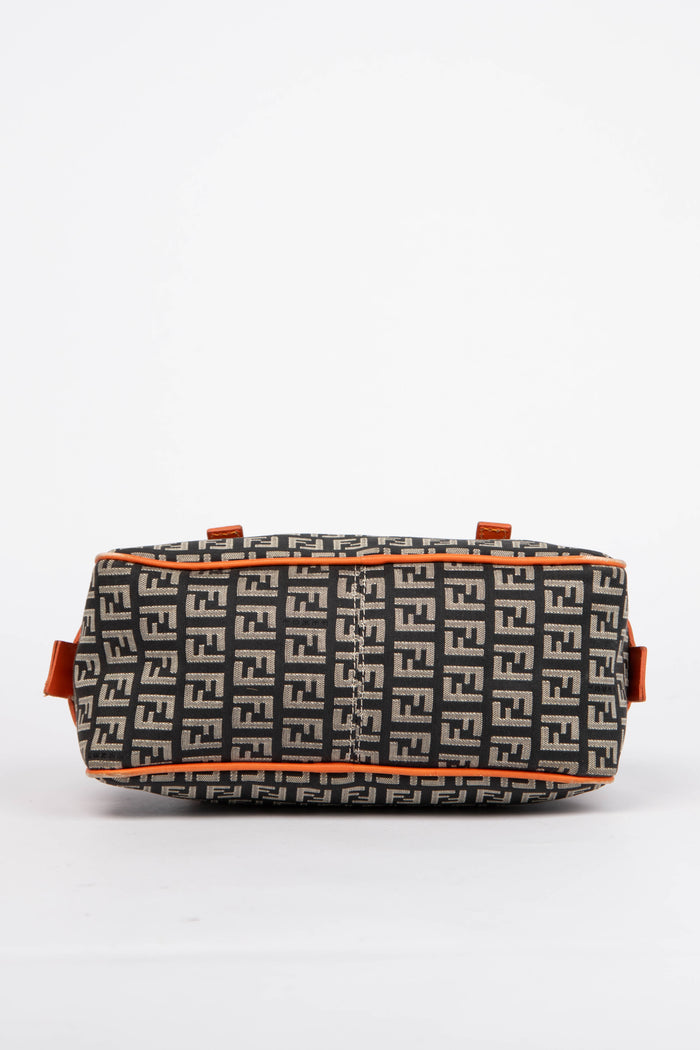 Vintage Fendi Zucchino Canvas Boston Shoulder Bag