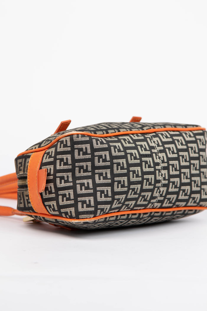 Vintage Fendi Zucchino Canvas Boston Shoulder Bag