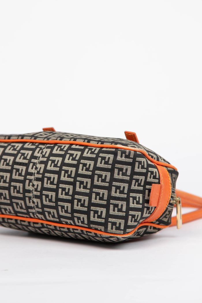 Vintage Fendi Zucchino Canvas Boston Shoulder Bag