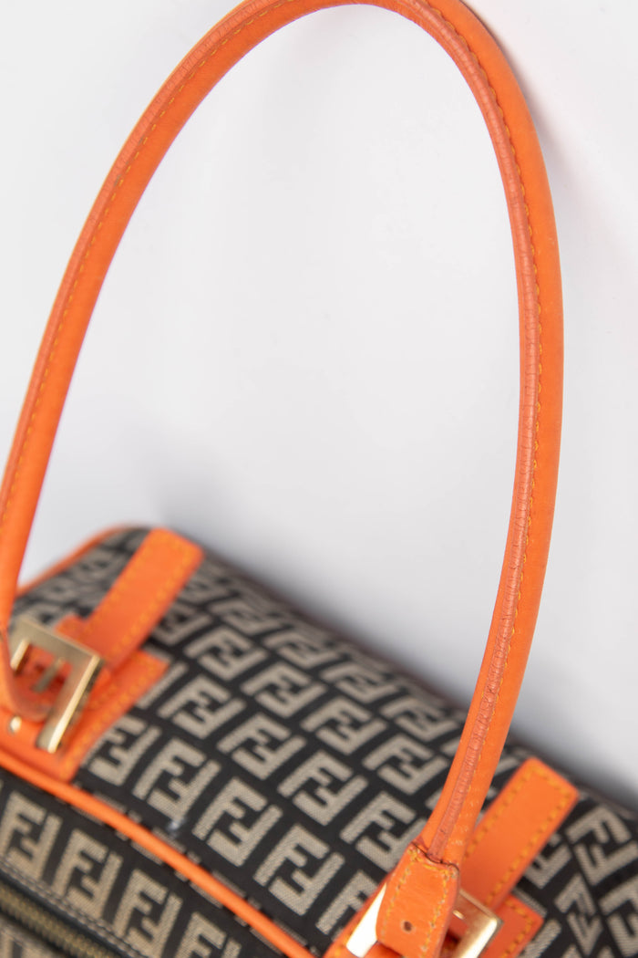 Vintage Fendi Zucchino Canvas Boston Shoulder Bag