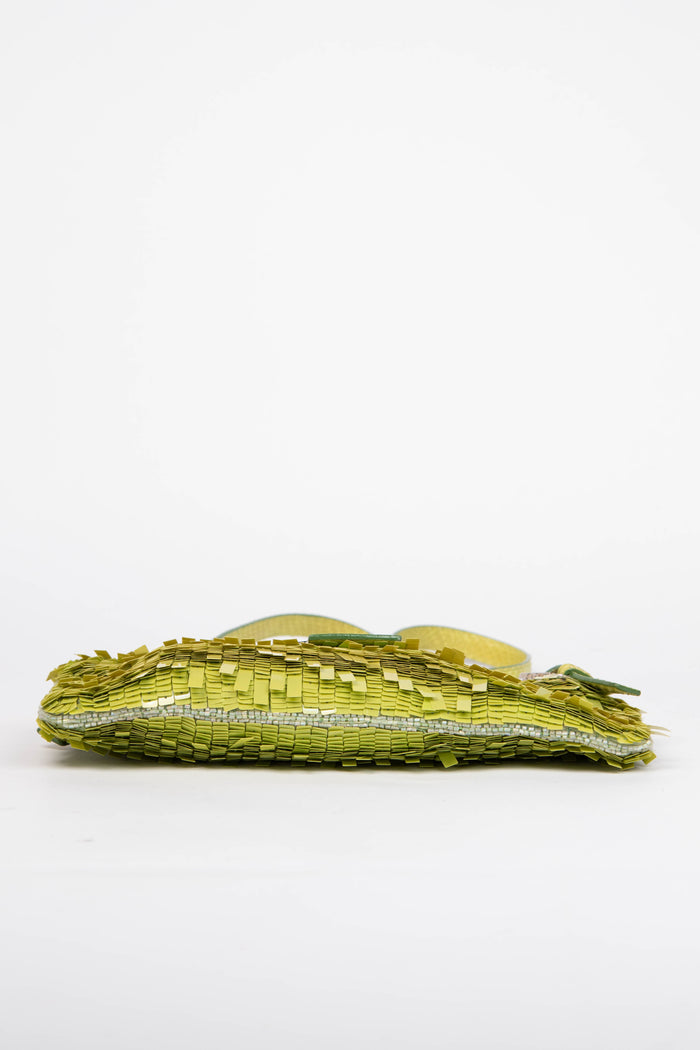 RARE Vintage Fendi Green Sequin East West Shoulder Bag