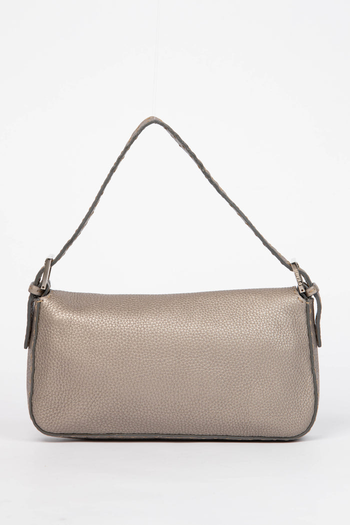 Vintage Fendi Metallic Leather Selleria Baguette Shoulder Bag