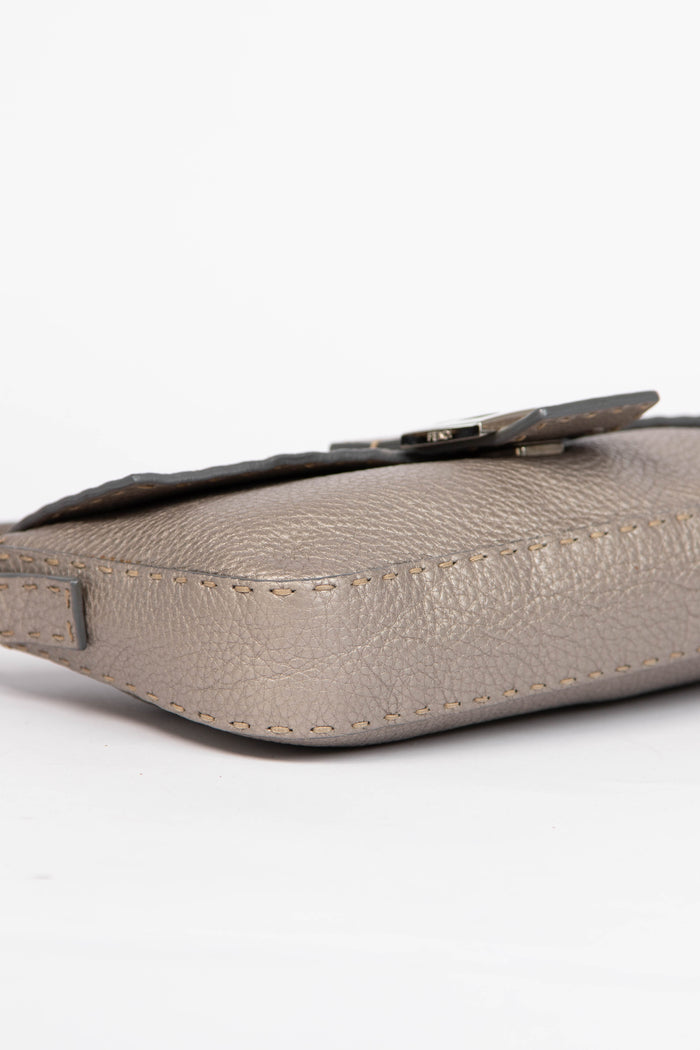 Vintage Fendi Metallic Leather Selleria Baguette Shoulder Bag