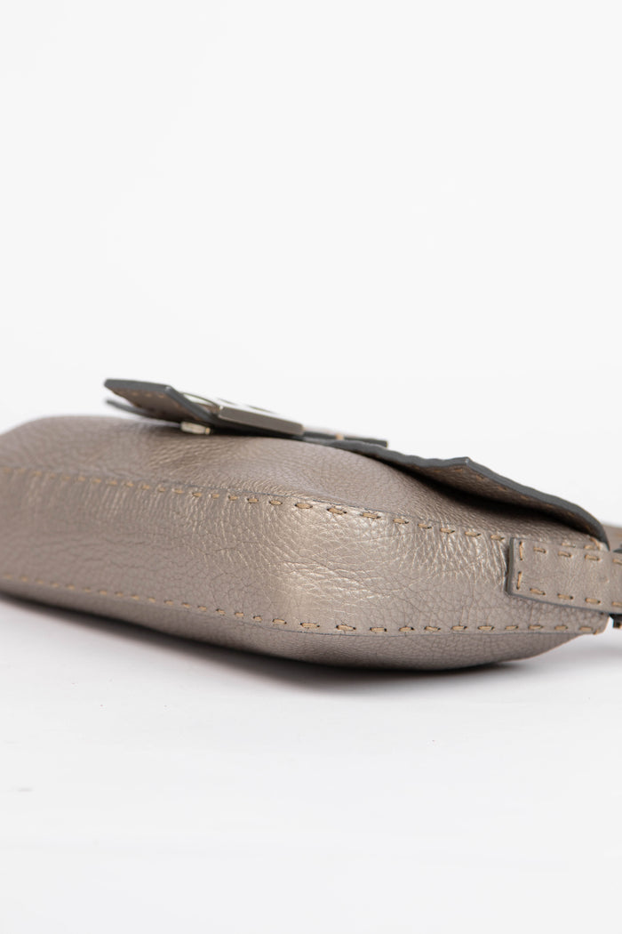 Vintage Fendi Metallic Leather Selleria Baguette Shoulder Bag
