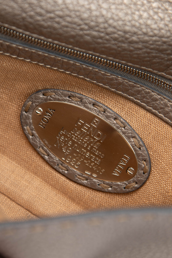 Vintage Fendi Metallic Leather Selleria Baguette Shoulder Bag