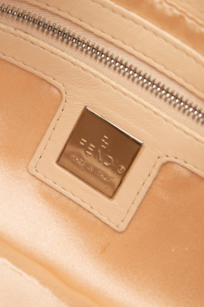 Vintage Fendi Beige Lambskin Leather Baguette Shoulder Bag