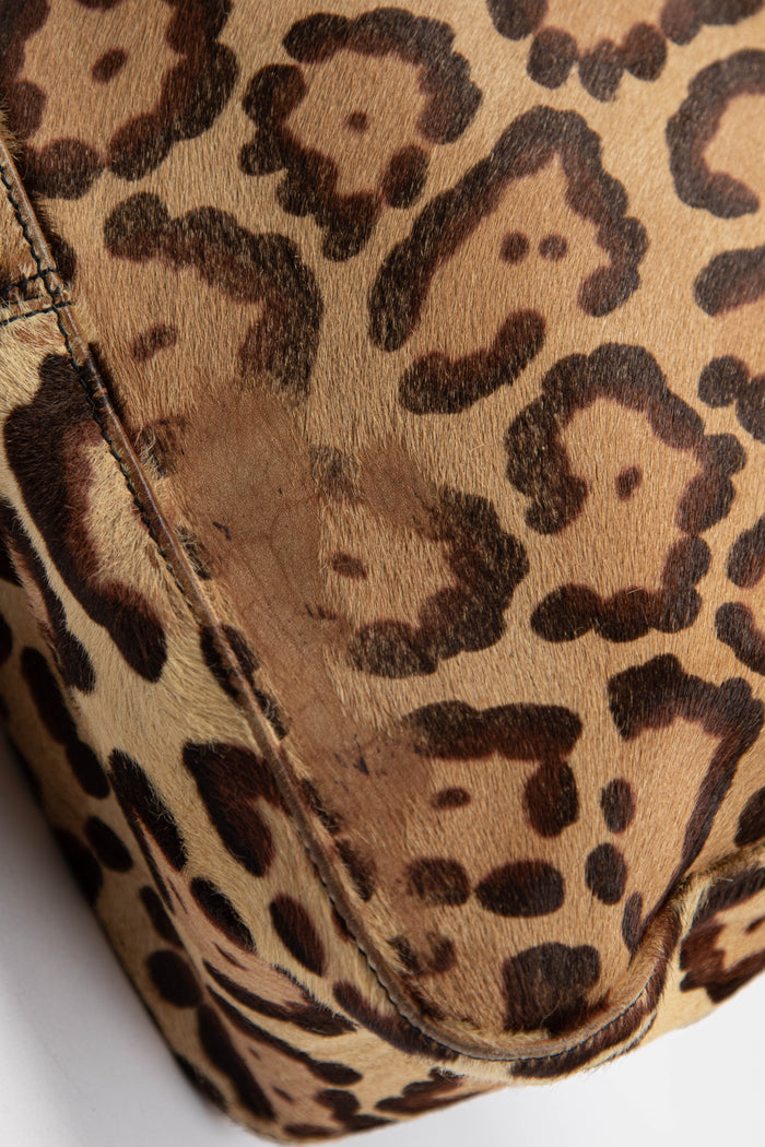 Vintage Fendi Leopard Pony Hair Mama Baguette Shoulder Bag