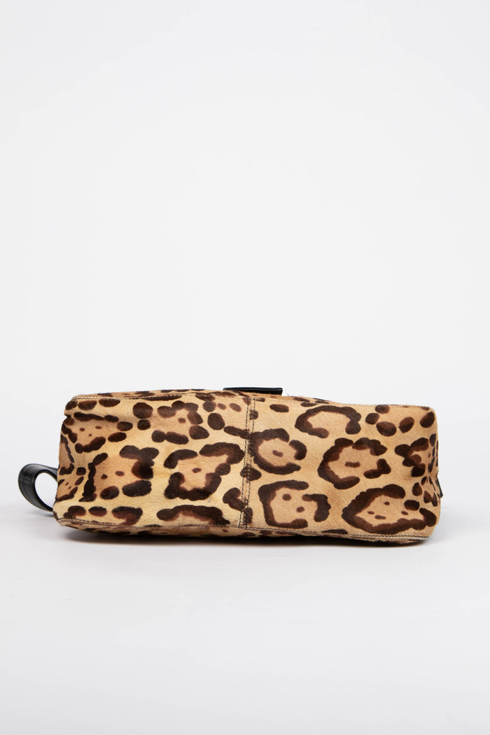 Vintage Fendi Leopard Pony Hair Mama Baguette Shoulder Bag
