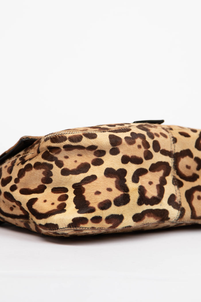 Vintage Fendi Leopard Pony Hair Mama Baguette Shoulder Bag