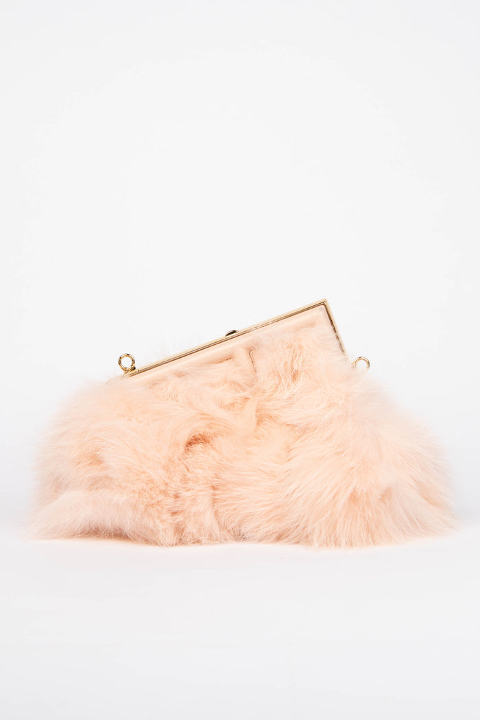 2020s Fendi First Small Baby Pink Fur Clutch Bag