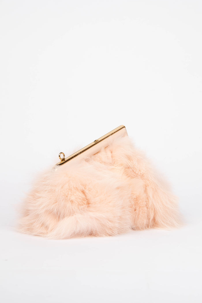 2020s Fendi First Small Baby Pink Fur Clutch Bag