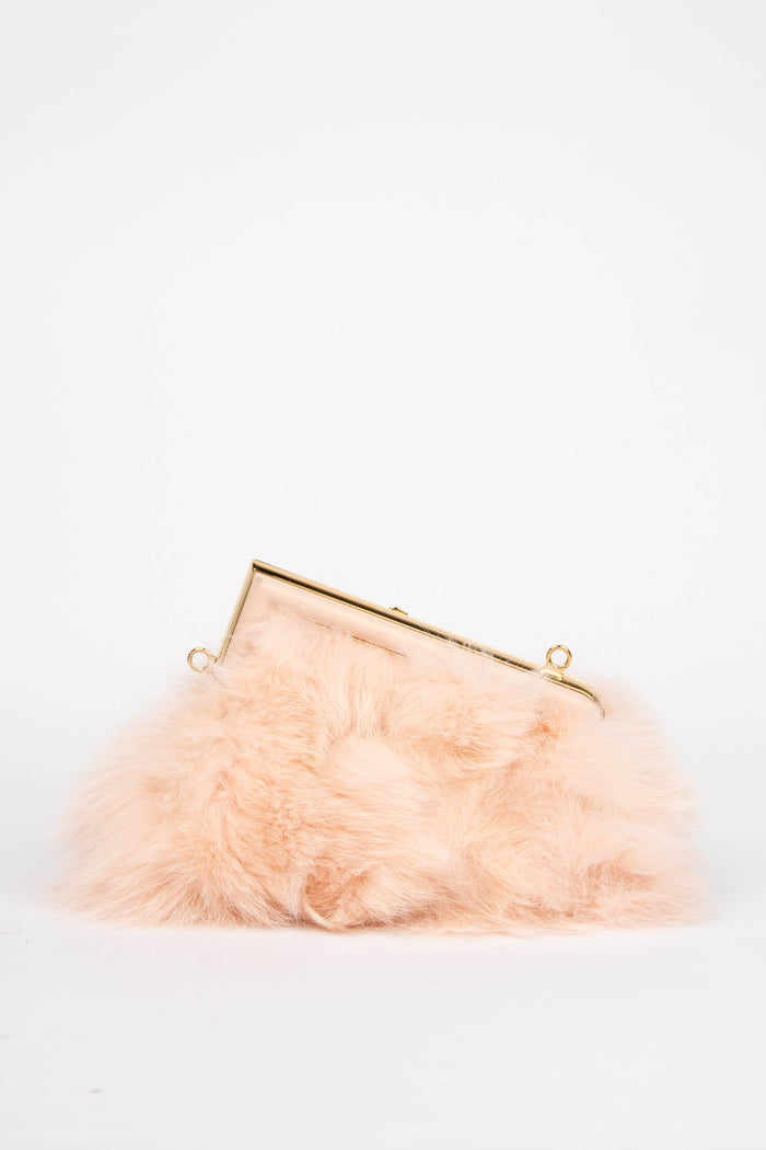 2020s Fendi First Small Baby Pink Fur Clutch Bag