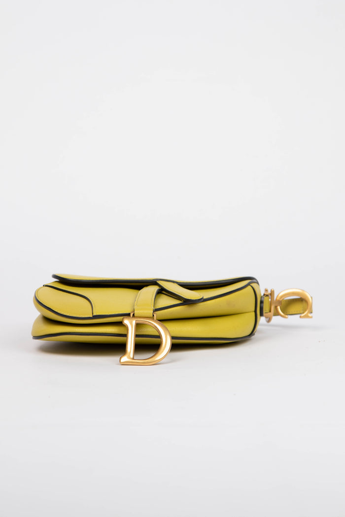 2010s Christian Dior Green Leather Mini Saddle Bag