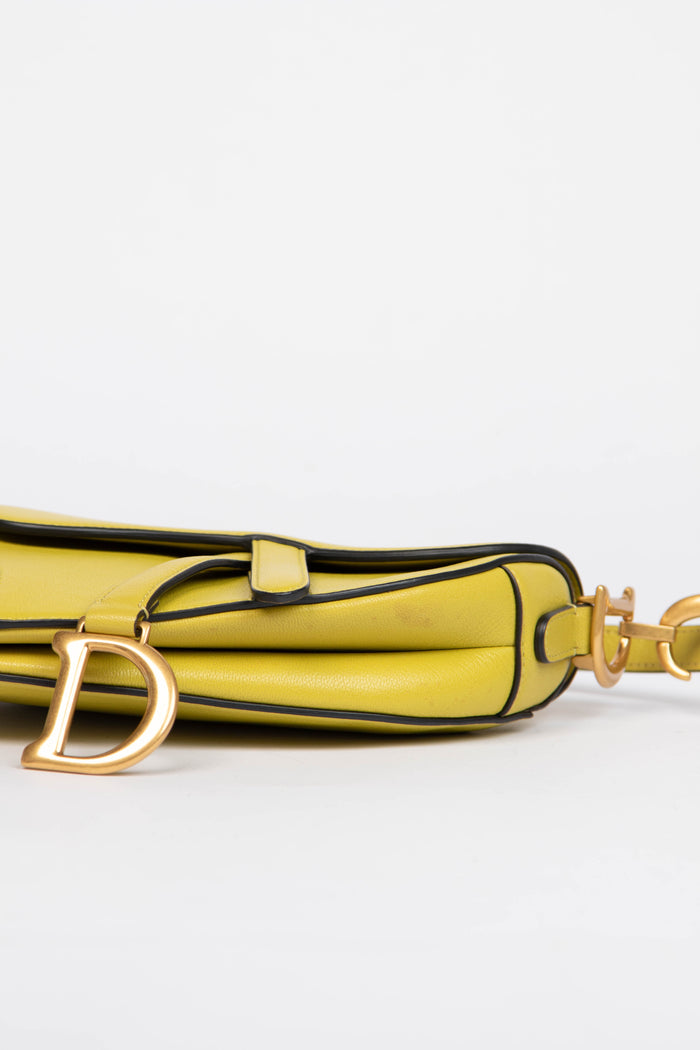 2010s Christian Dior Green Leather Mini Saddle Bag