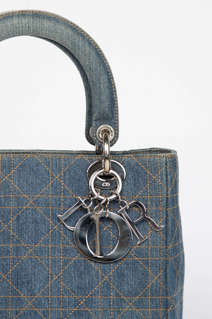 Vintage Christian Dior Medium Denim Lady Dior