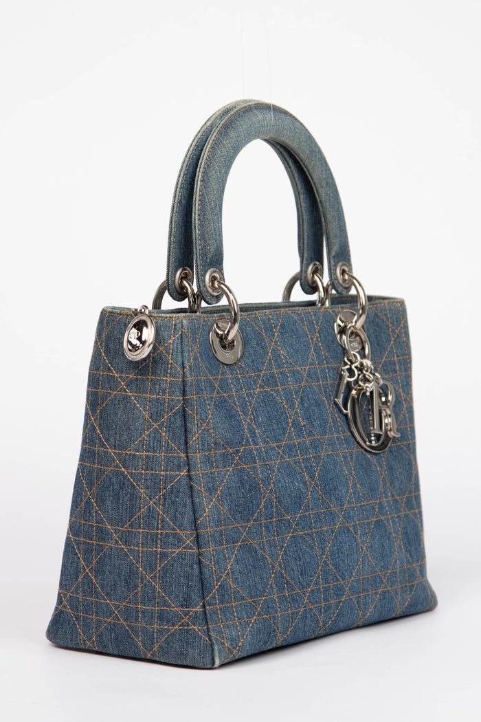 Vintage Christian Dior Medium Denim Lady Dior