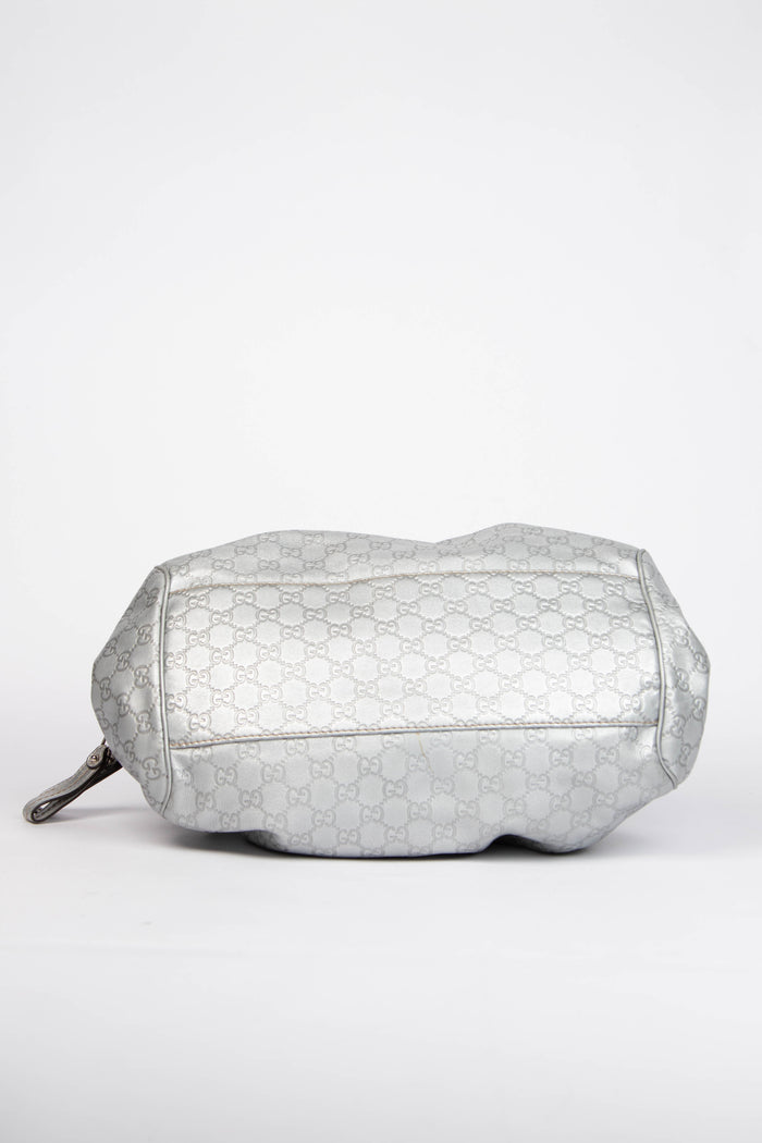 2000s Gucci Silver Leather Guccissima Sukey Tote Bag