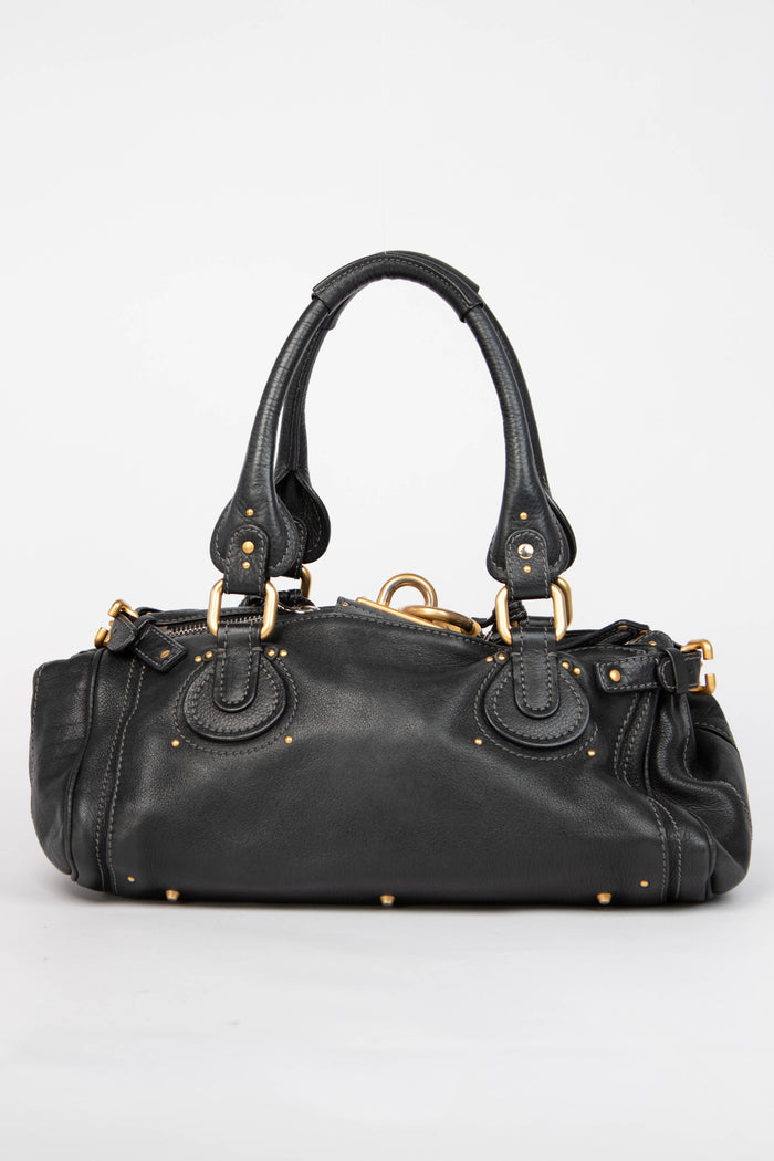 2000s Chloe Black Leather Paddington Shoulder Bag