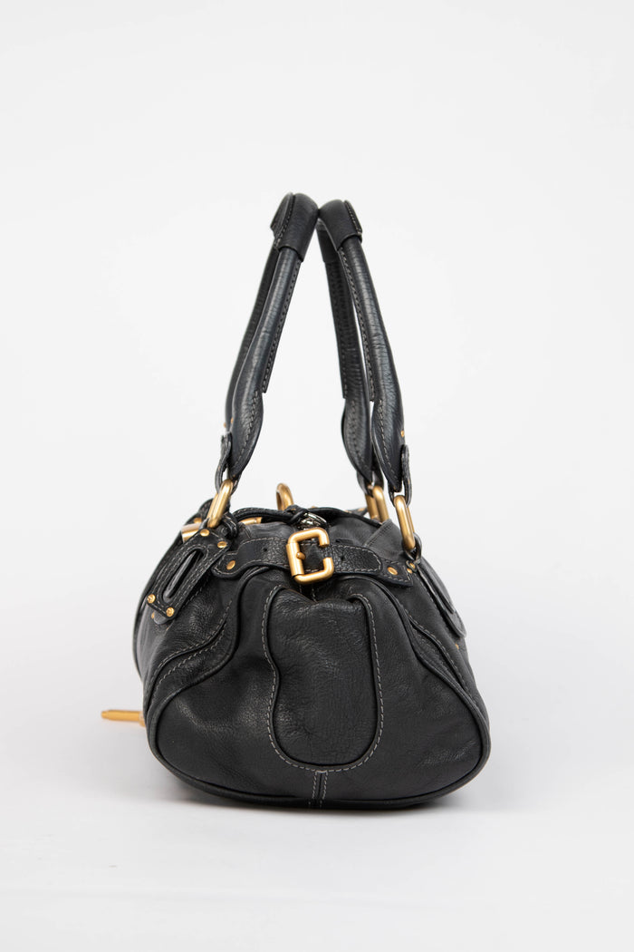 2000s Chloe Black Leather Paddington Shoulder Bag
