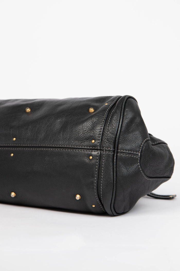 2000s Chloe Black Leather Paddington Shoulder Bag