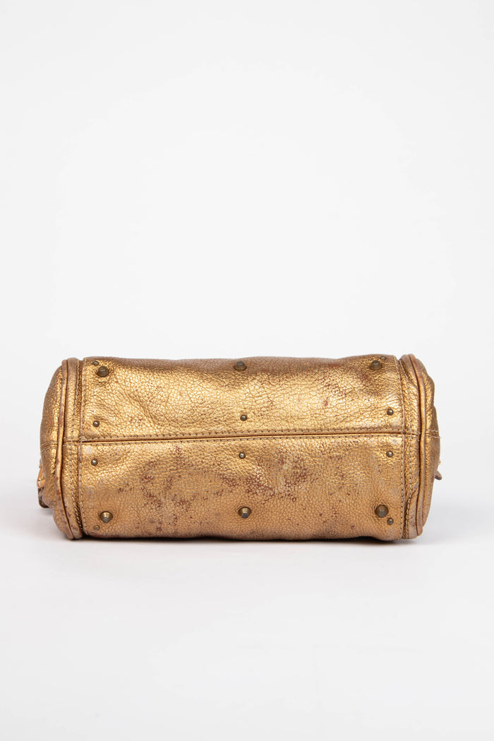 RARE 2000s Chloe Gold Metallic Leather Small Paddington Shoulder Bag
