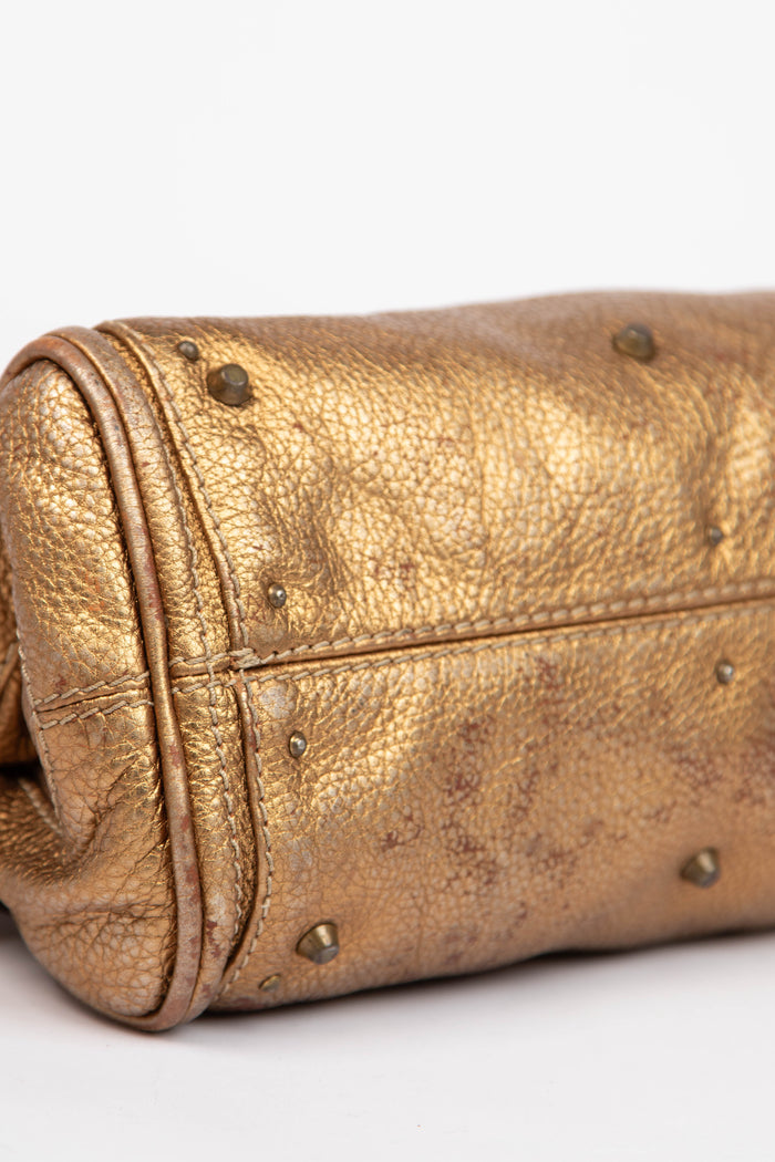 RARE 2000s Chloe Gold Metallic Leather Small Paddington Shoulder Bag