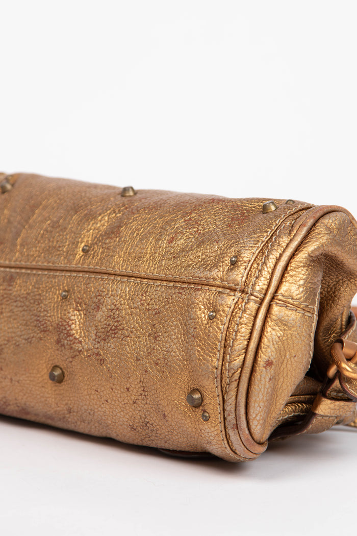 RARE 2000s Chloe Gold Metallic Leather Small Paddington Shoulder Bag