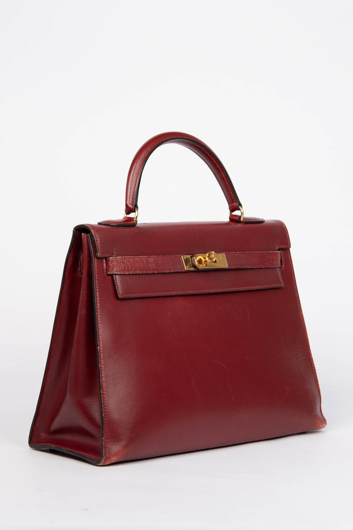 Hermès Kelly 32cm Rouge H Box Calf Handbag GHW