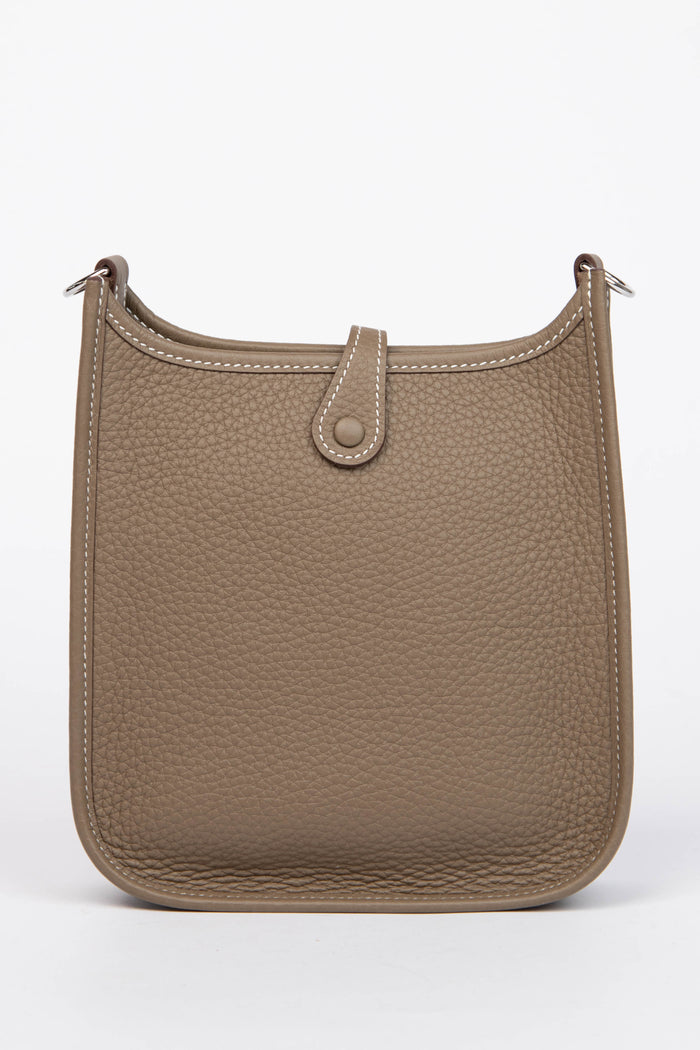 2025 Hermès Etoupe Clemence Leather Mini Evelyne with SHW