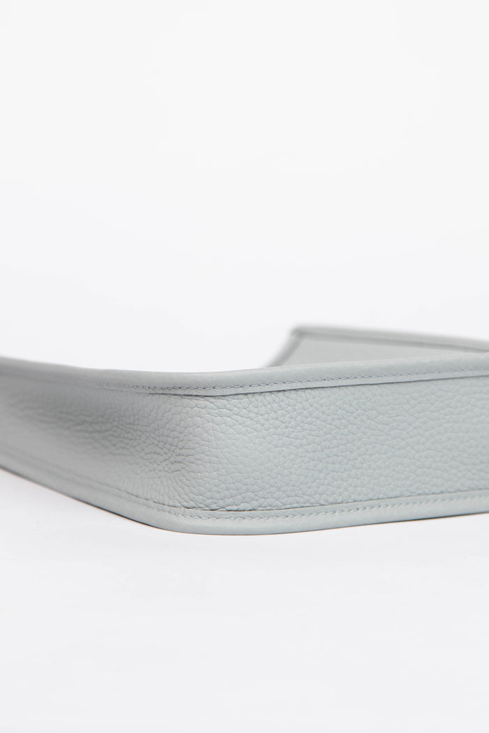 2024 Hermès Blue Glacier Clemence Leather Mini Evelyne with SHW