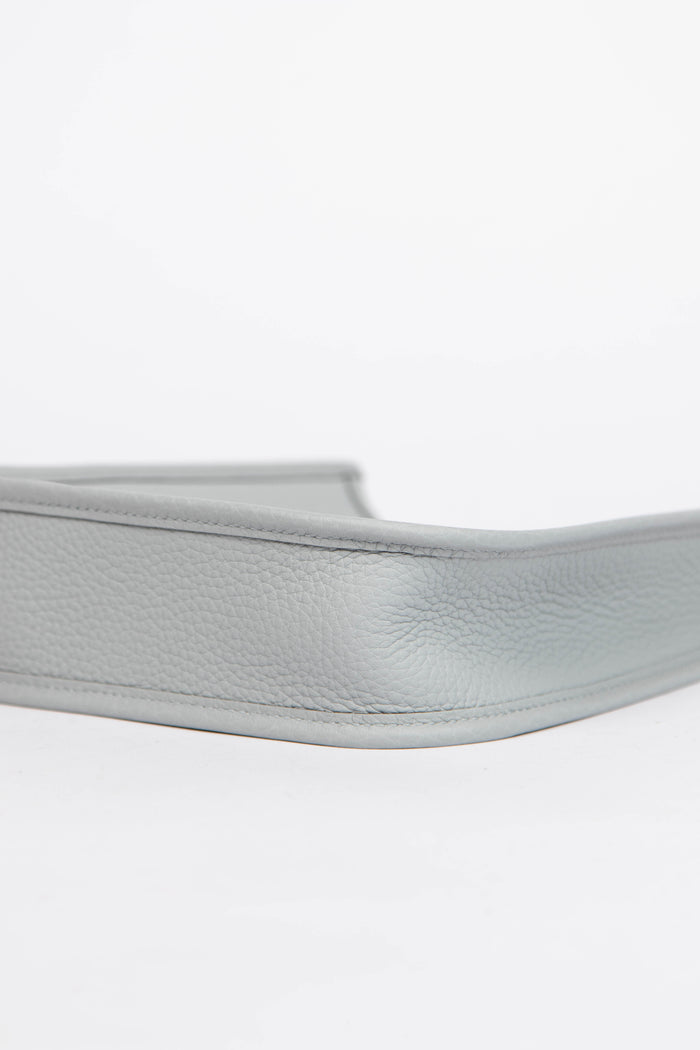 2024 Hermès Blue Glacier Clemence Leather Mini Evelyne with SHW