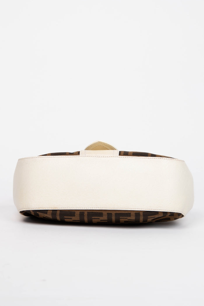 Fendi Zucca Monogram and Leather Baguette Shoulder Bag