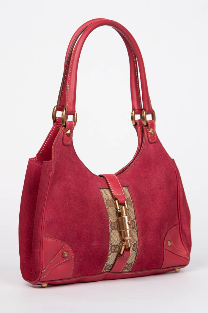 Vintage Gucci Pink Suede Bardot Jackie Shoulder Bag