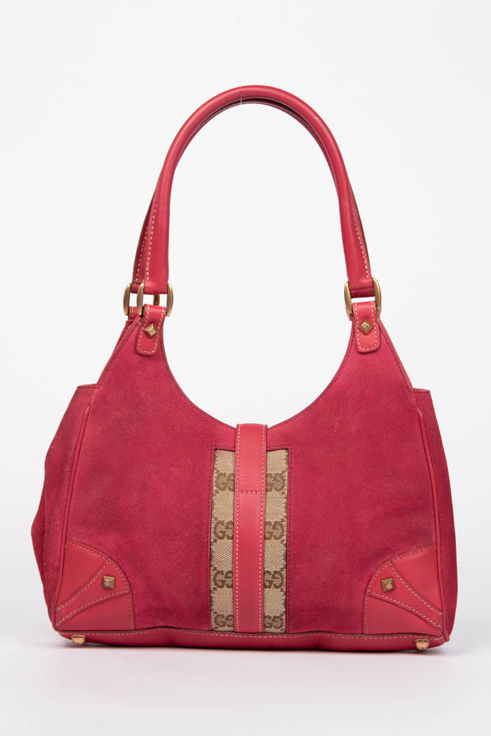 Vintage Gucci Pink Suede Bardot Jackie Shoulder Bag