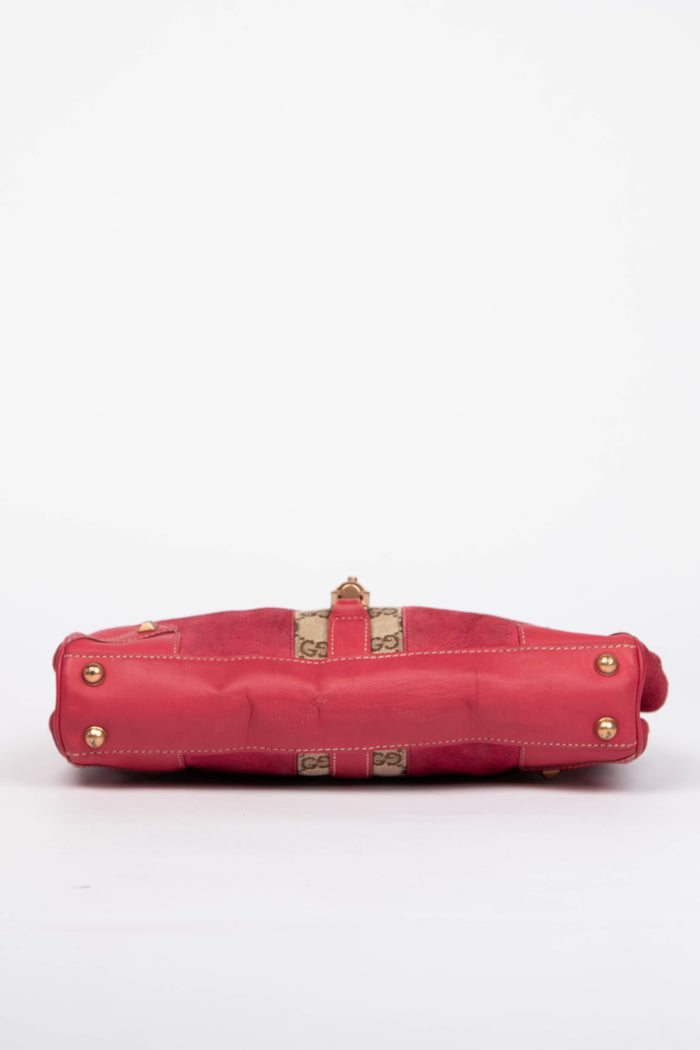 Vintage Gucci Pink Suede Bardot Jackie Shoulder Bag