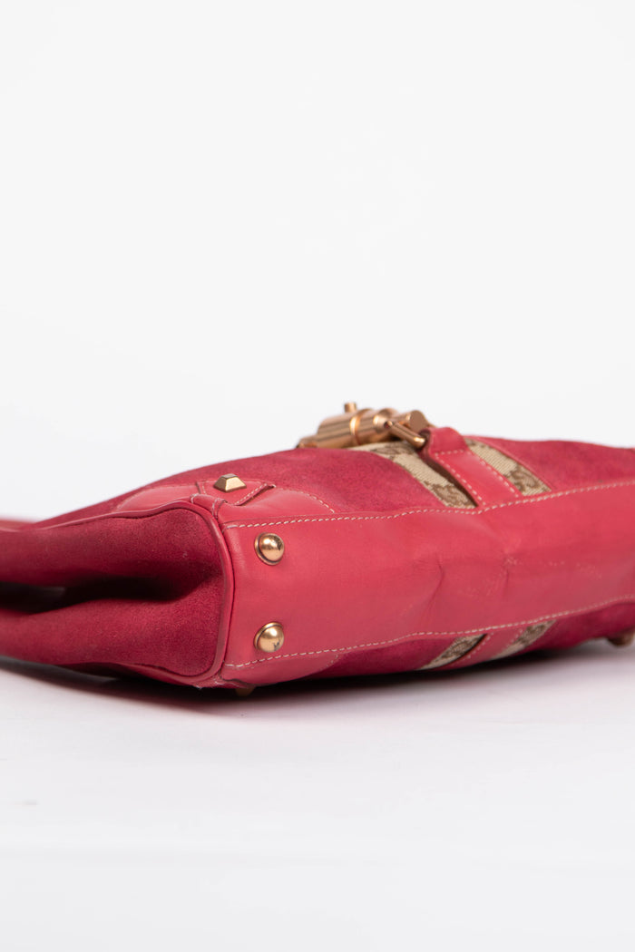 Vintage Gucci Pink Suede Bardot Jackie Shoulder Bag