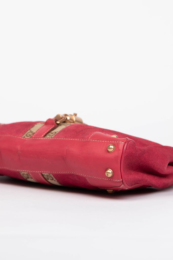 Vintage Gucci Pink Suede Bardot Jackie Shoulder Bag