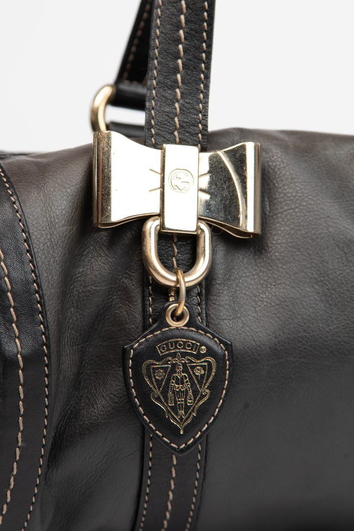 Vintage Gucci Black Leather Mini Duchessa Boston Bag