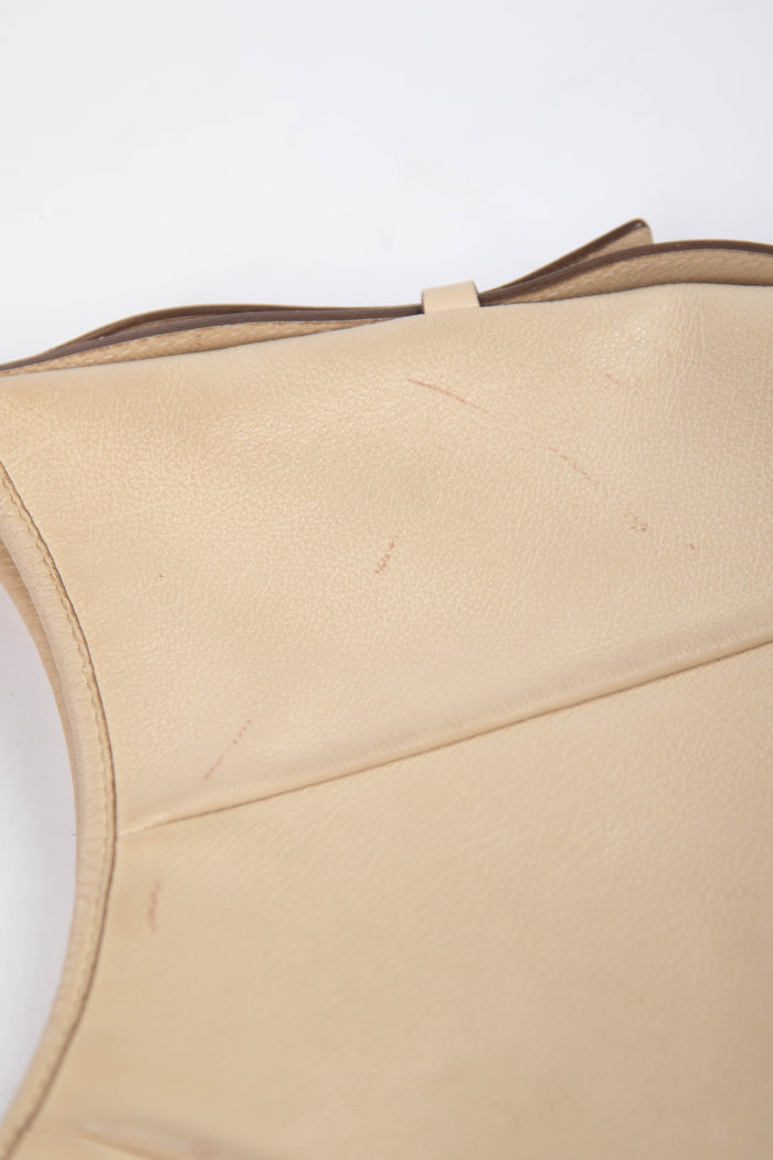 Vintage Yves Saint Laurent Cream Leather Mombasa Shoulder Bag