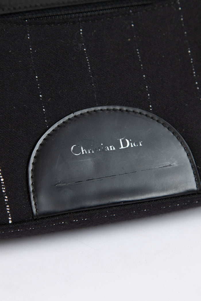 2000s Christian Dior Fur & Pinstripe Malice Shoulder Bag