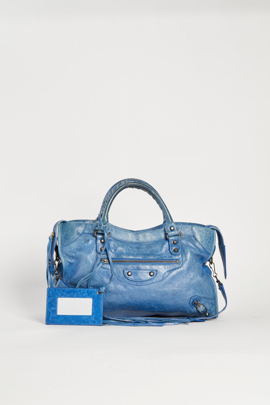 Y2K Balenciaga Blue Leather City Bag