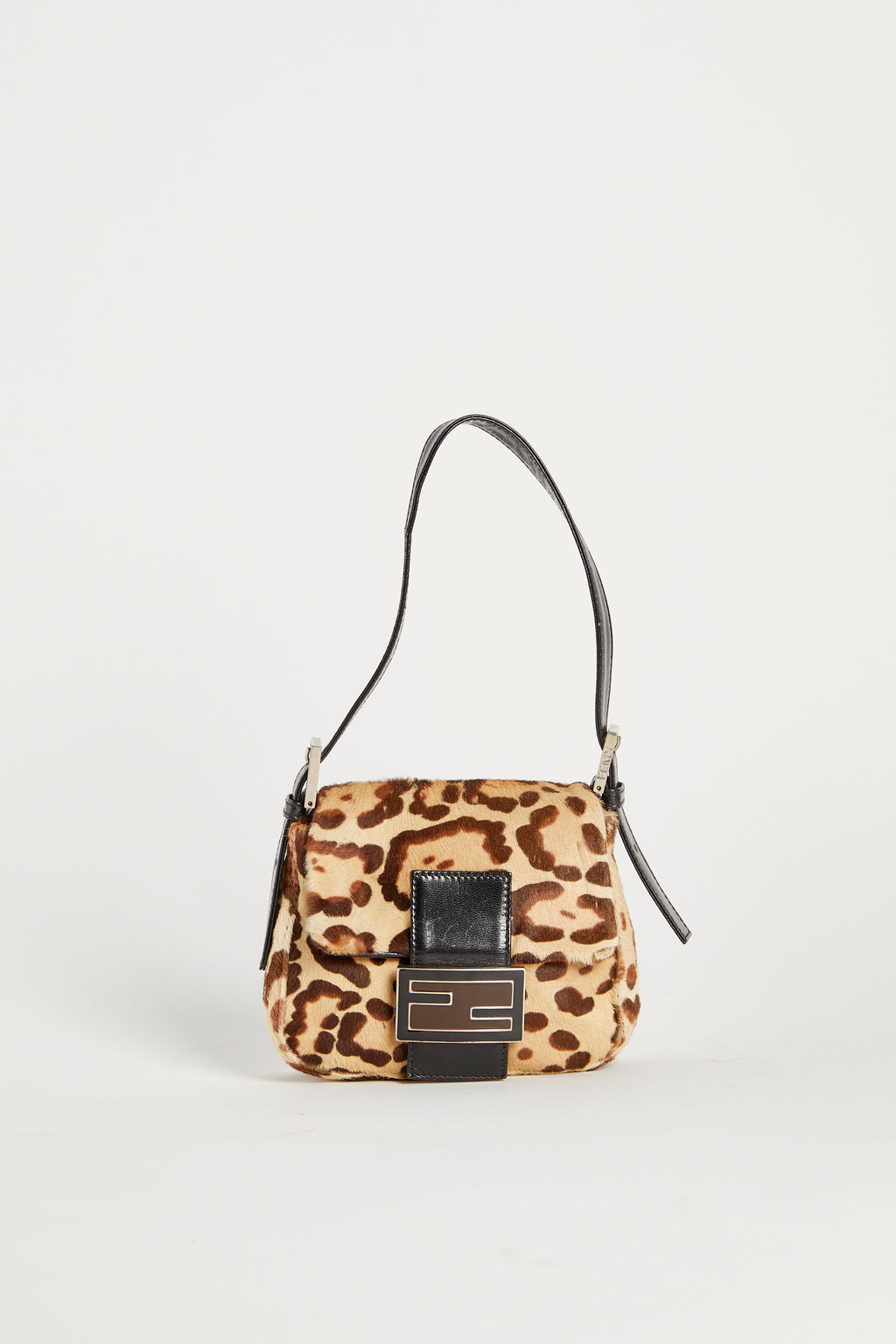 Vintage Fendi Leopard Print Pony Hair Mini Mamma Shoulder Bag