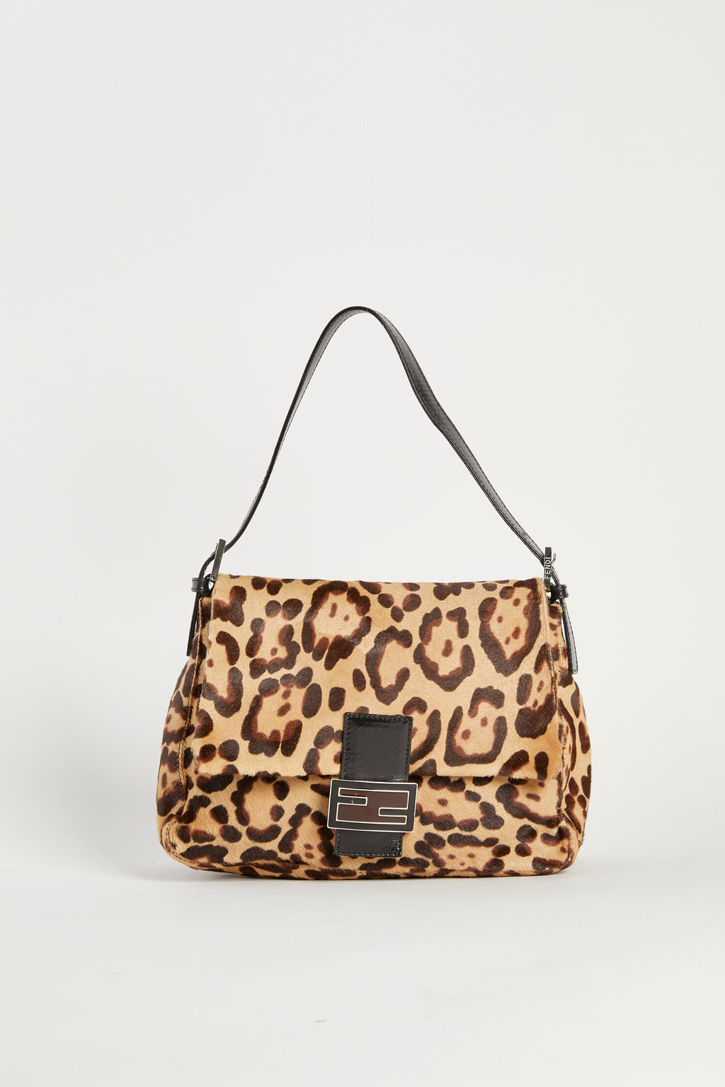 Vintage Fendi Leopard Print Pony Hair Mamma Shoulder Bag