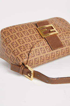 Vintage Fendi  Brown Monogram Zucchino Shoulder Bag