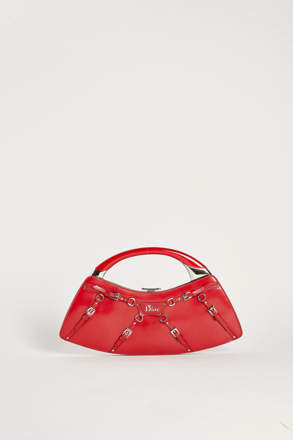 SUPER RARE Christian Dior Galliano Red Bondage Clutch Bag