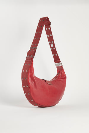 RARE Christian Dior Red Leather Large Half Moon Columbus Bag