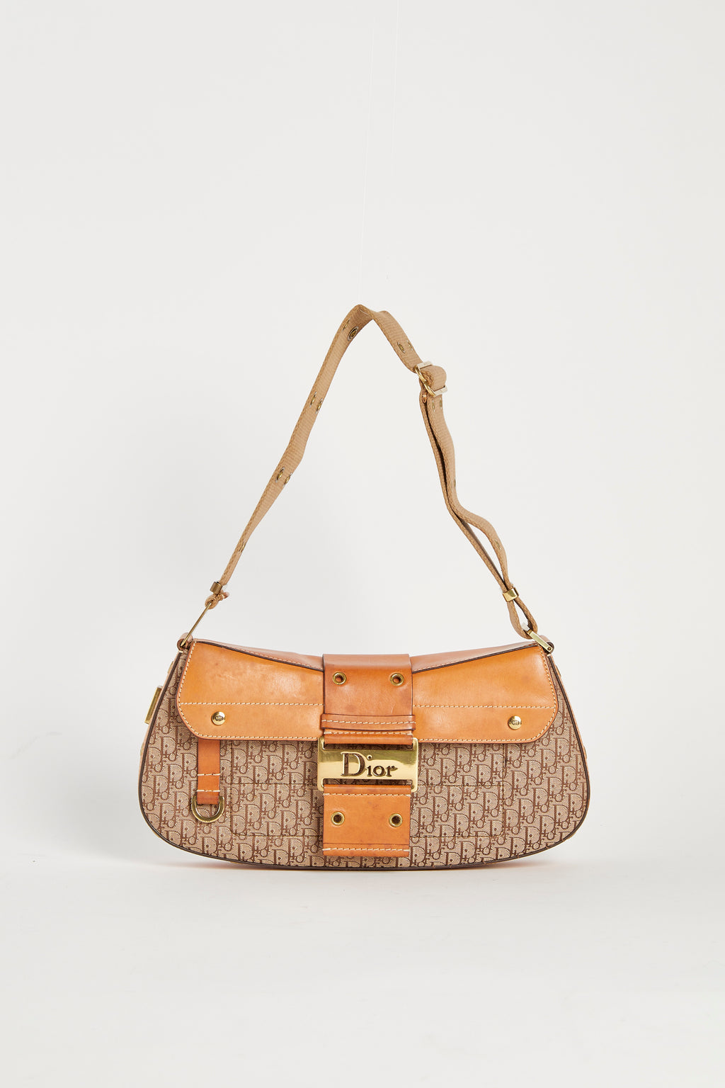 Vintage Christian Dior Brown Monogram Columbus Shoulder Bag