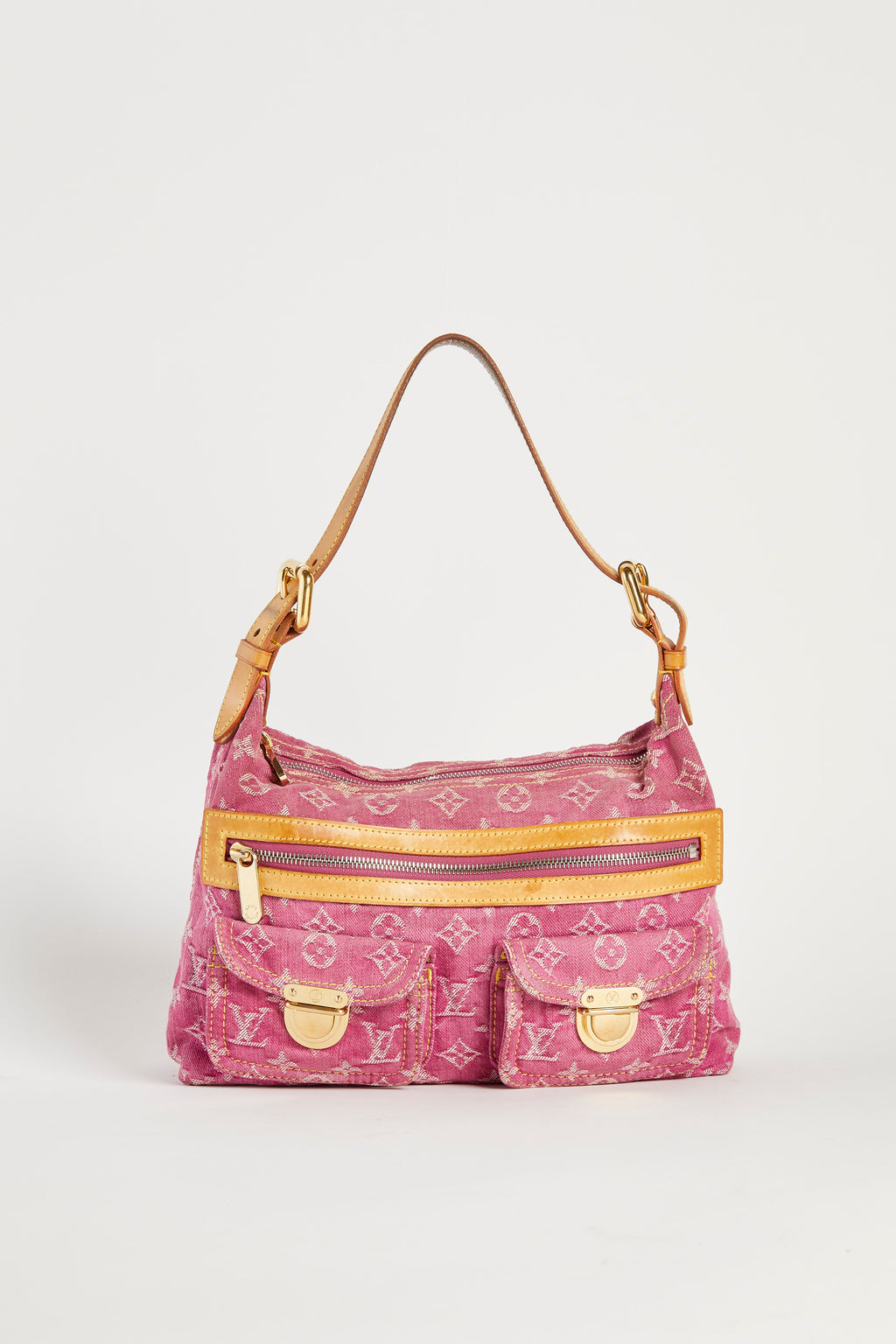 2000s Louis Vuitton Pink Denim Baggy PM Monogram Shoulder Bag
