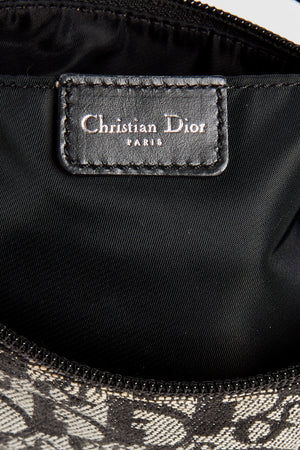 2000s Christian Dior Black Trotter Monogram Shoulder Bag